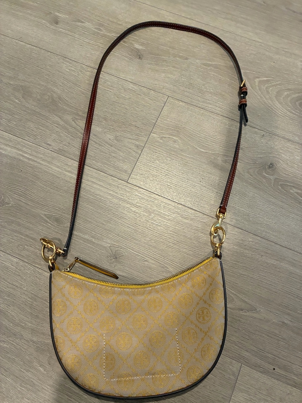 Tory Burch 
Yellow Patterned Crossbody Shoulder Bag